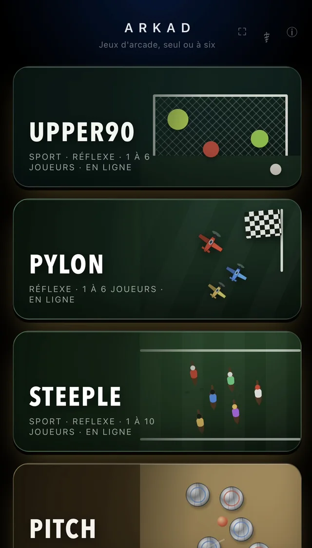 ARKAD: the line-up of nine arcade games